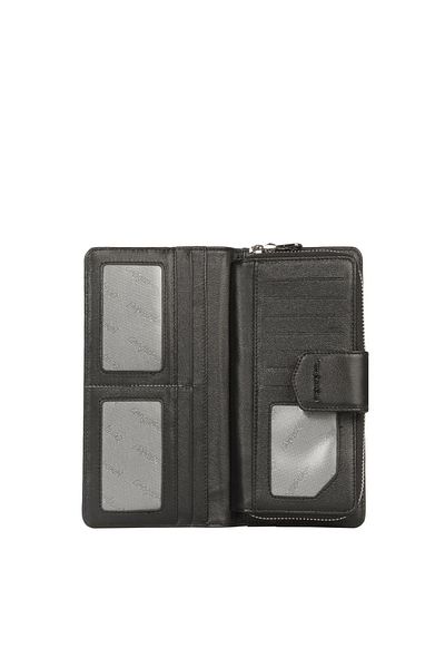 CENGİZ PAKEL Large Size Magnetic Monogram Women's Wallet - Black 65104P
