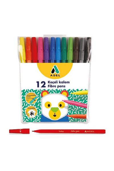 Adel Felt Tip Pen 12 Colors 12 Pieces Felt Tip Pen 1 Pack