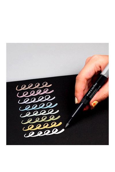 Lineplus Graphic Pen and Invitation Pen Metallic Gold Yellow Dreamon 1 Piece 0.5-2.0 Mm Metallic Brus