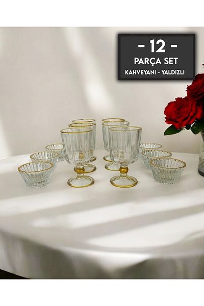gkzglass home dekor New Year's Orchid Noble Glass Gilt Coffee Side Water Cup Presentation Set 12 Piece Set