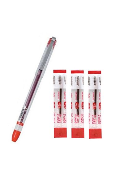 Dong-A Kırmızı My Gel 0.5mm Ince Iğne Uçlu Jel Kalem 1 Adet Ve Kalem Yedeği 3...