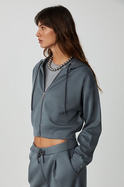 GRIMELANGE GIADA Dunkelgraue Damen-Jogginghose aus Bio-Baumwolle mit entspannter Passform – elastische Taille, kurzes Bein