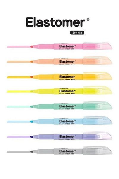 Lineplus Elastomer Highlighter Color Pastel Colors 8 Pack 1 Pack Mark Pen 8 Color Highlighter