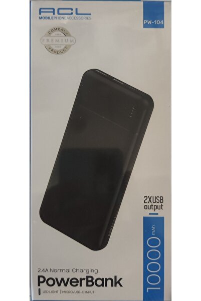 ACL POWERBANK 10000mAh 2.4A normal charging led light micro/usb-c ınput 2xusb output