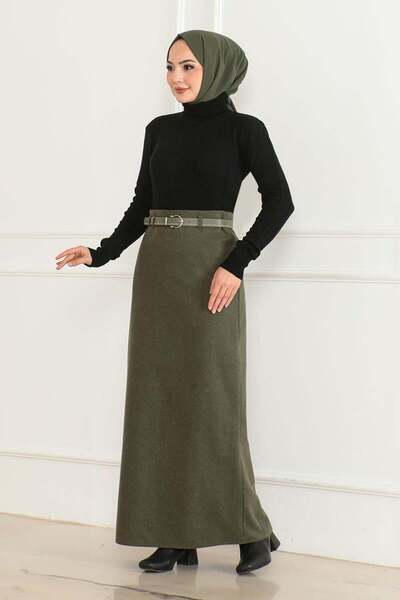 NRS Φούστα με κορδόνια και καρφίτσα ΧΑΚΙ