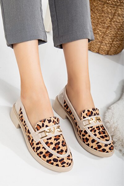 ACMZ SHOES Kadın Loafer günlük ayakkabı leopar