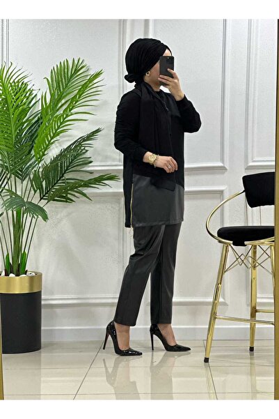 masalabiyem 24866 K 100 SİYAH YENİ SEZON YAN FERMUARLI DERİ TAKIM