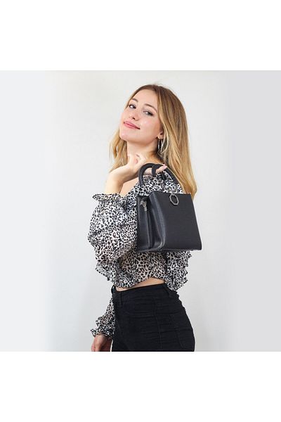 Nas Bag Geantă de damă, cu lanț, elegantă, neagră, Liza
