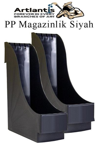 Artlantis Black Plastic Magazine Holder - 2 A4 File and Desk Organizer Box Folders