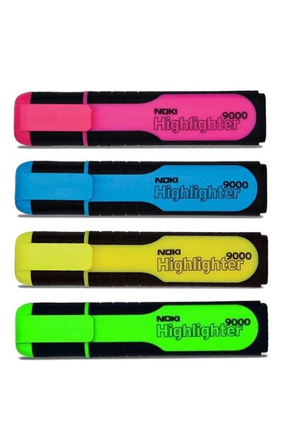 Noki Highlighter Marker Pen 4 Colors 1 Pack Highlighter 4 Colors Highlighter Marker Pen Neon Colors