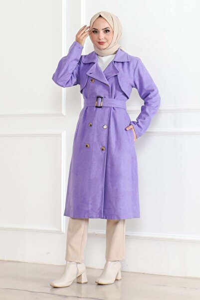 SGS Παλτό λιλά διπλό πέτο Kaşe