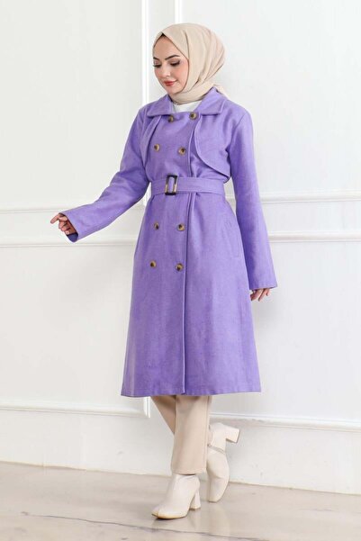 SGS Παλτό λιλά διπλό πέτο Kaşe