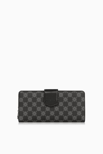 CENGİZ PAKEL Large Size Magnetic Monogram Women's Wallet - Black 65104P
