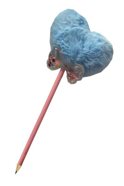 Artlantis Plush Pencil with Bow Tie Heart Pompom 1 Piece Plush Furry Heart Po...