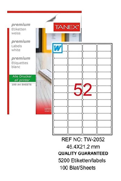 Tanex Kompjuterska etiketa TW-2052 46.4x21.2 mm 100 komada laserska etiketa 1...