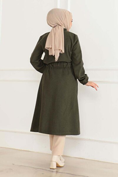 SGS Κασμίρ παλτό HAKİ - Λεπτομέρεια με κουμπιά