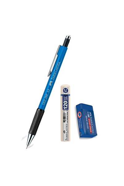 Faber Castell Tip Pen Blue 0.7 1347 Faber 120 Pcs Tip and Exam Eraser Versati...