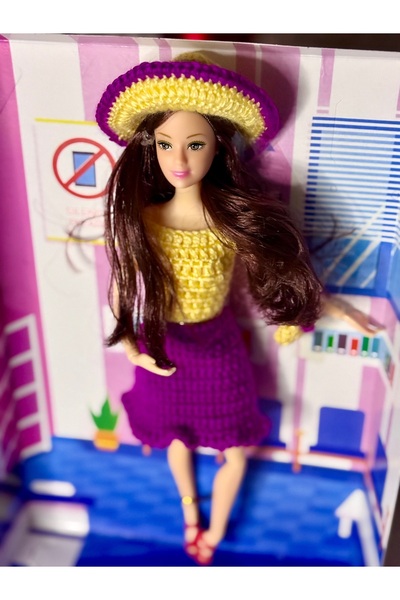 Efe Oyuncak ÖRME ELBİSELİ EKLEM HAREKETLİ ÇANTALI LÜKS BEBEK