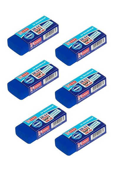 Mikro Exam Eraser Blue Eraser Medium Size Eraser Exam 6 Pieces Soft Exam Eraser