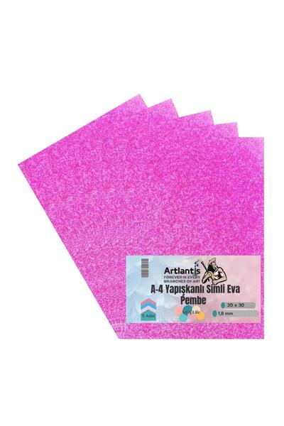 Artlantis Yapışkanlı Simli Eva Pembe A4 20x30 5 Adet 1 Paket Hobi Okul Öncesi...