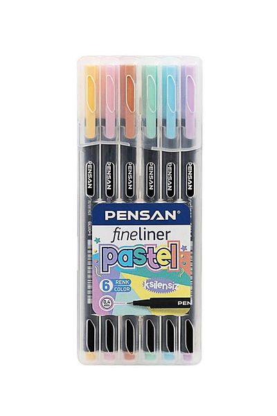 Pensan Fineliner 6 Pastel Colors 0.4mm Fine Felt Tip Writing Pen 1 Pack of 6 Pastel Fineliner Pen Set