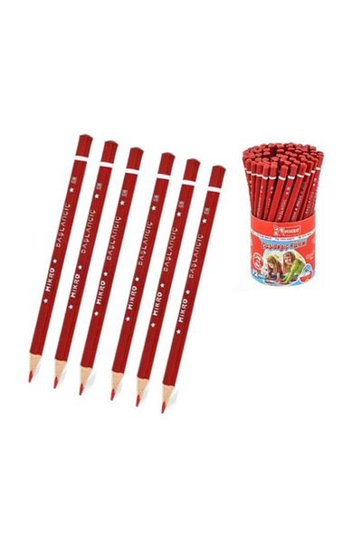 Mikro Red Jumbo Triangle My First Pencil Red Thick Pencil Head 6 Pieces