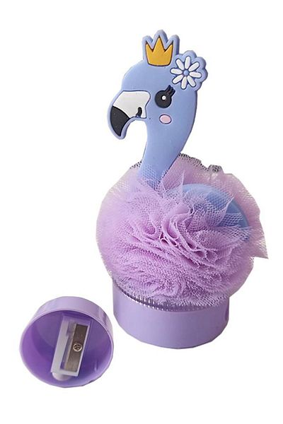 Artlantis Flamingo Pencil Sharpener Single Pencil Sharpener with Tulle Pompom 1 Piece Gift Girl Pencil Sharpener