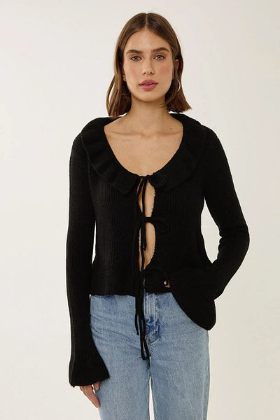 Hiccup Cardigan tricotat cu volan, cu croială relaxată