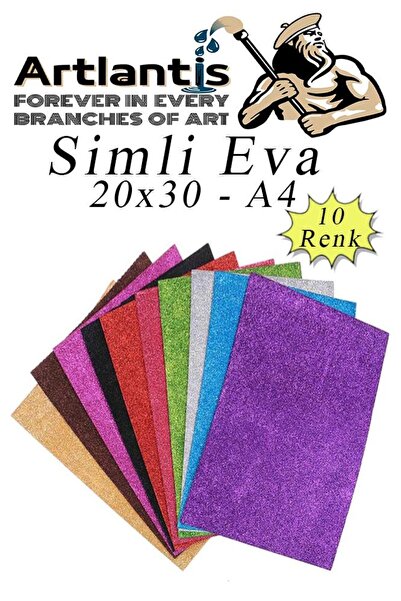 Artlantis Simli Eva A4 20x30 cm 10 Renk 1 Paket Simli Eva Süngeri 10'lu Okul ...