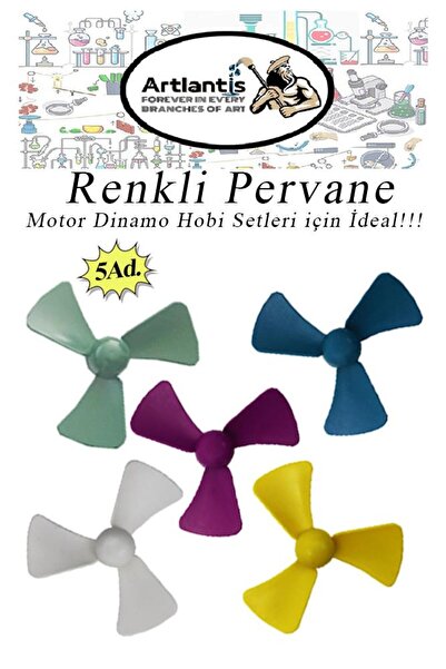 Artlantis Deney Pervanesi Renkli 5 Adet Dc Motor Dinamo Uyumlu Pervane 3 Kana...