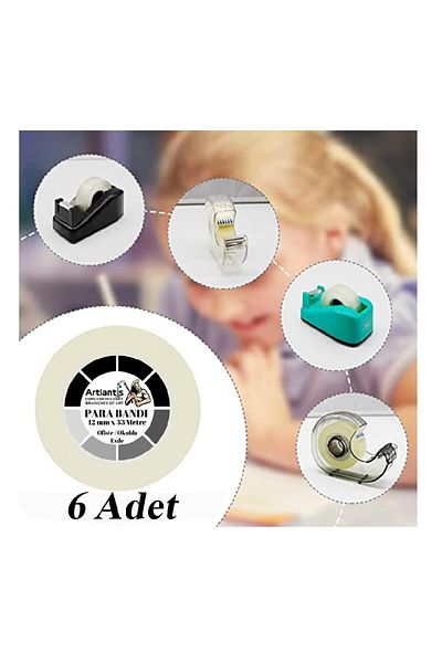 Artlantis Transparent Money Tape 12mm X 33 Meters 6 Pieces Transparent School Office Tape 6 Pieces