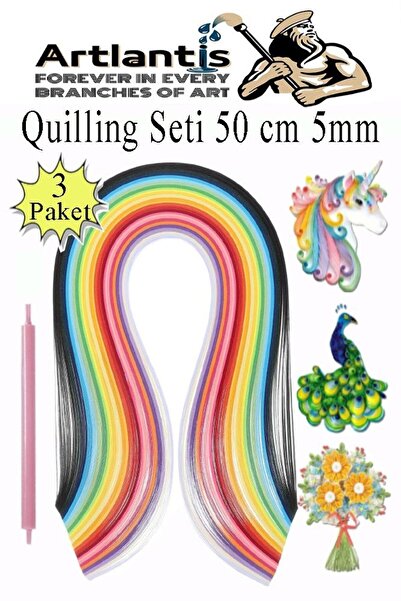 Artlantis Quilling Seti 5 mm İnce 3 Paket Quling Kağıt Katlama Kıvırma Sanatı...