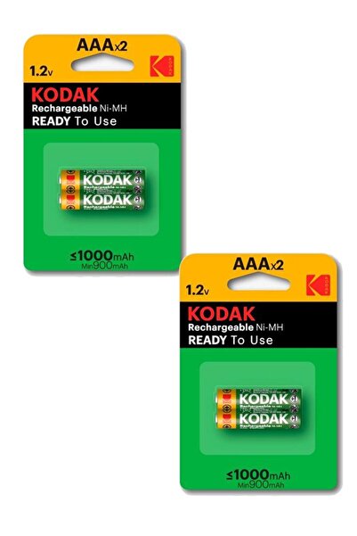 Kodak İnce Şarj Edilebilir AAA 1000 mah 2 li 2 Paket Kumanda Pili Şarjlı Ni-m...