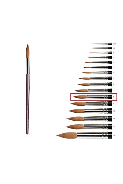 Artlantis Suluboya Fırçası 8 Numara Samur Guaj Boya Fırça No:8 1 Adet