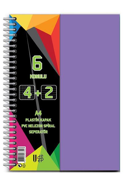 Artlantis 150 Sheets 4+2 Bookmarks 6 Thread Notebook - 4 Checks and 2 Lines Plastic Cover with Spral