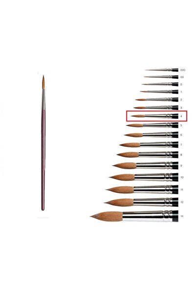 Artlantis Suluboya Fırçası 4 Numara Samur Guaj Boya Fırça No:4 1 Adet