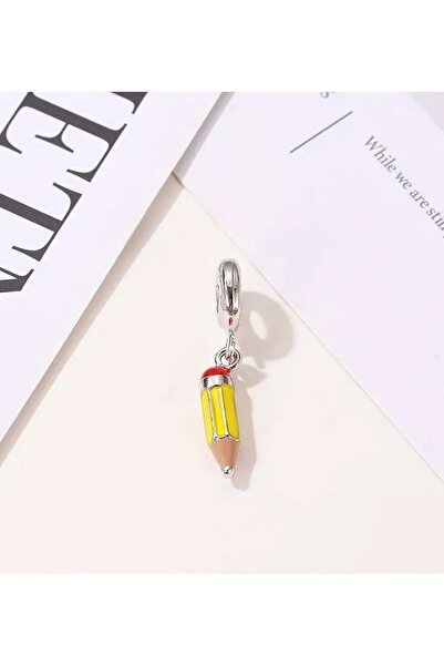 Haziran Pencil Shaped Silver Charm