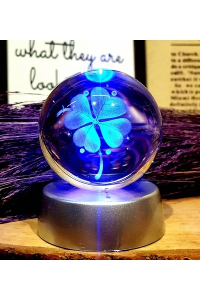 MOBGİFT Mobgift Şans YoncasıRenk Değiştiren Kristal Cam Küre