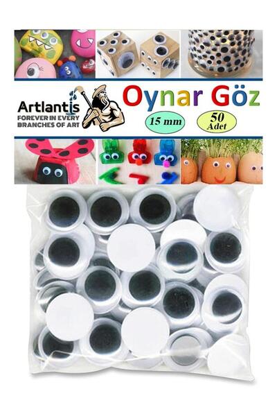 Artlantis Oynar Göz Siyah 15 mm 50 li 1 Paket Oynayan Göz 15mm Hobi Tasarım A...