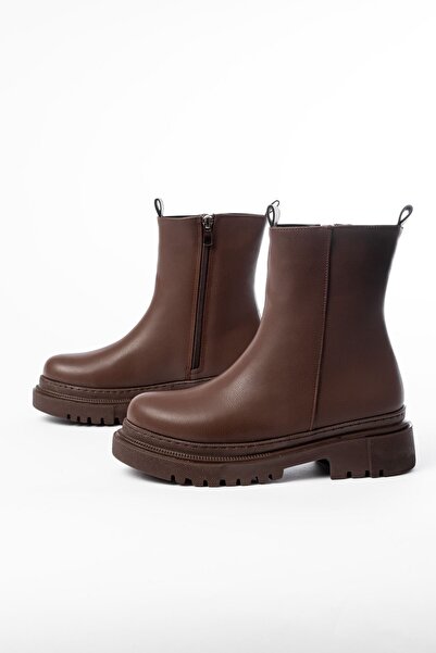 serkanseyyid 812-2012 Καφέ Luna με φερμουάρ καθημερινές γυναικείες μπότες