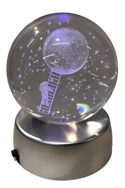 MOBGİFT Mobgift Merdiven Astronot Plastik Altlıklı Işıklı Cam Küre