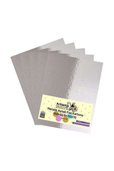 Artlantis Gümüş Gri 50x70 Metalik Aynalı Fon Kartonu 5 Adet 1 Paket Aynalı Metalik Fon Kartonu
