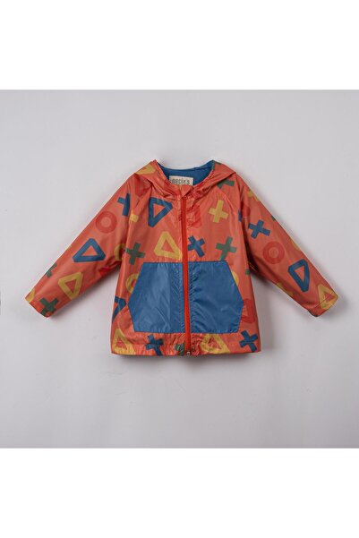 Lolons Geometrik Baskılı Erkek Bebek Yağmurluk Turuncu