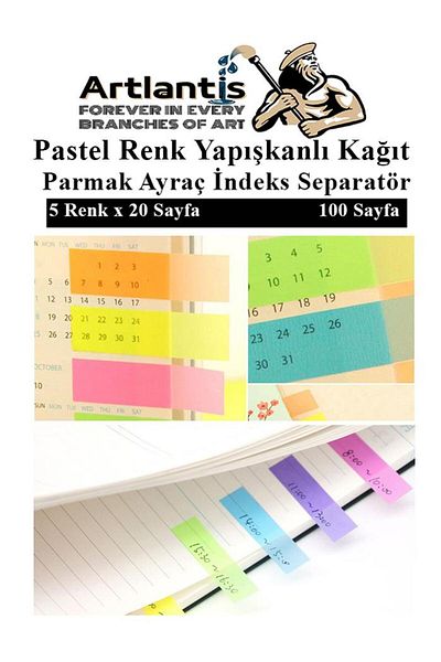 Artlantis Self-Adhesive Bookmark Postit 5 Colors 1 Piece Adhesive Note Paper Transparent Finger Mark Inde