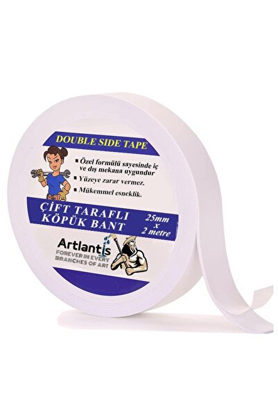 Artlantis Çift Taraflı Bant Köpük Bant 25mm x 2mt 1 Adet Çerçeve Tablo Halı Y...