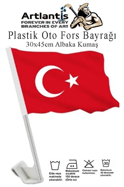 Artlantis Plastik Otofors Bayrak 30x45 cm 1 Adet Konvoy ve Araç  Bayrağı Cama...
