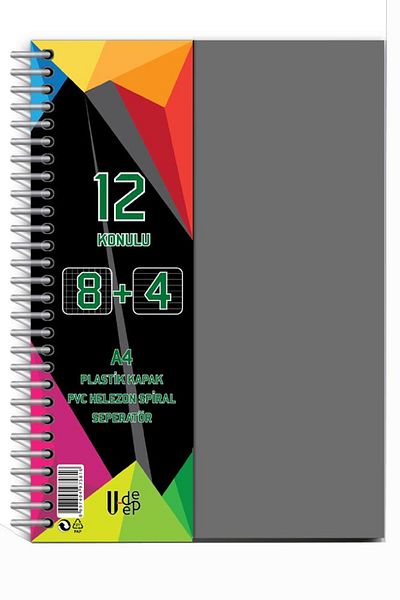 Artlantis 12 Thread 8+4 Bookmark Notebook - 300 Sheets, 1 Piece, 8 Plaids 4 Lines Spral Plastic Covered Separator