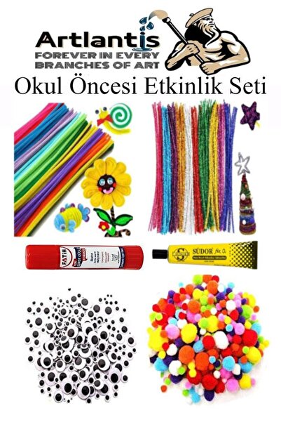 Artlantis Okul Öncesi Etkinlik Seti 1 Paket Şönil Ponpon Oynar Göz Anaokulu v...