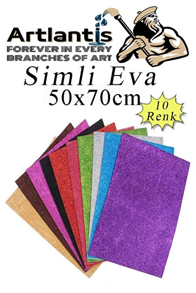 Artlantis Simli Eva 50x70 cm 10 Renk 1 Paket Simli Eva Süngeri 10'lu Okul Kre...