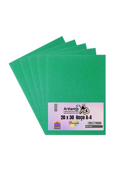 Artlantis Green Felt A4 2 Mm 20x30 Cm 5 Pieces 1 Pack School Nursery Activity